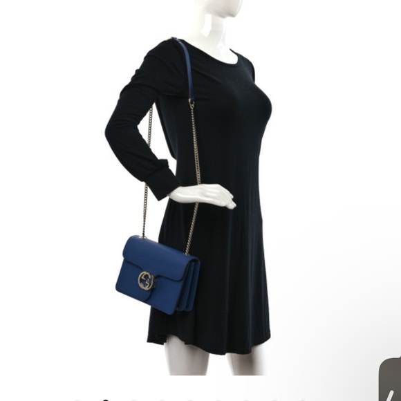 Authentic GUCCI Dollar Calfskin Small Interlocking G Shoulder Bag Caspian NEW - Picture 10 of 11